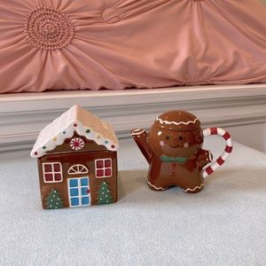 Lang Gingerbread Man and House Sugar and Creamer Set